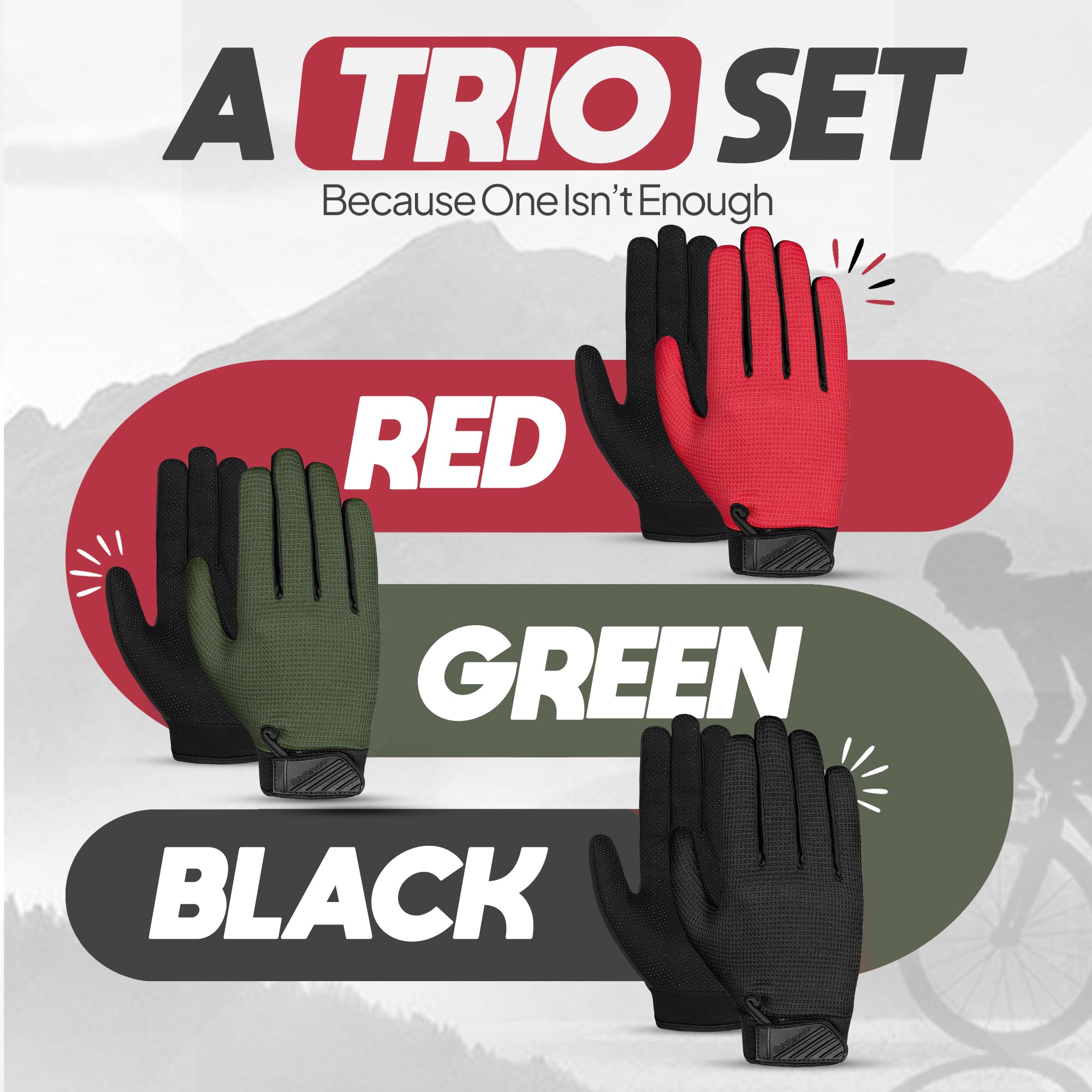 3X Full finger Kids Cycling Gloves
