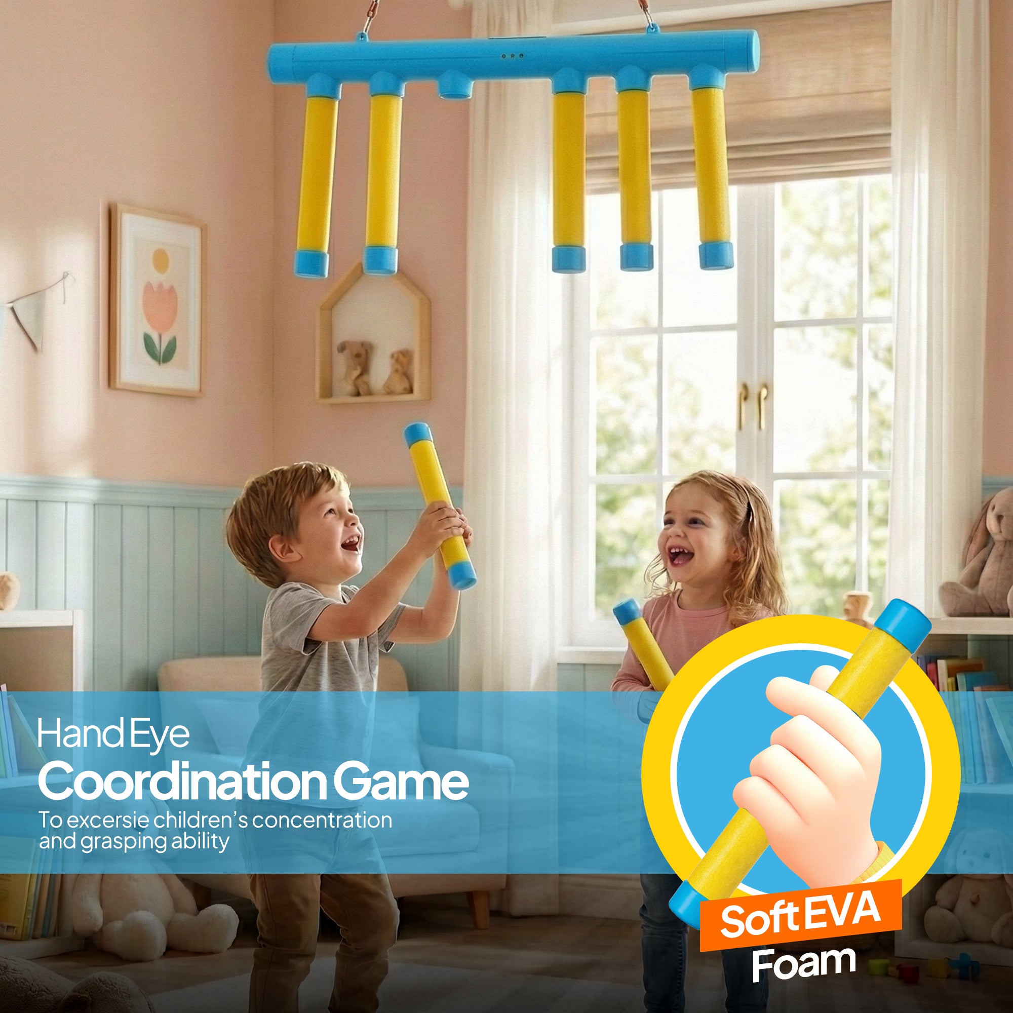 Reflex Drop Stick Game – Blue & Yellow