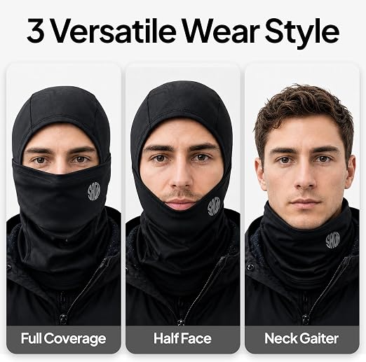 Men’s Fleece-Lined Balaclava Ski Mask – Windproof Full-Face Winter Hood & Neck Gaiter for Motorcycling, Skiing, Cycling, Work and Outdoor Sports