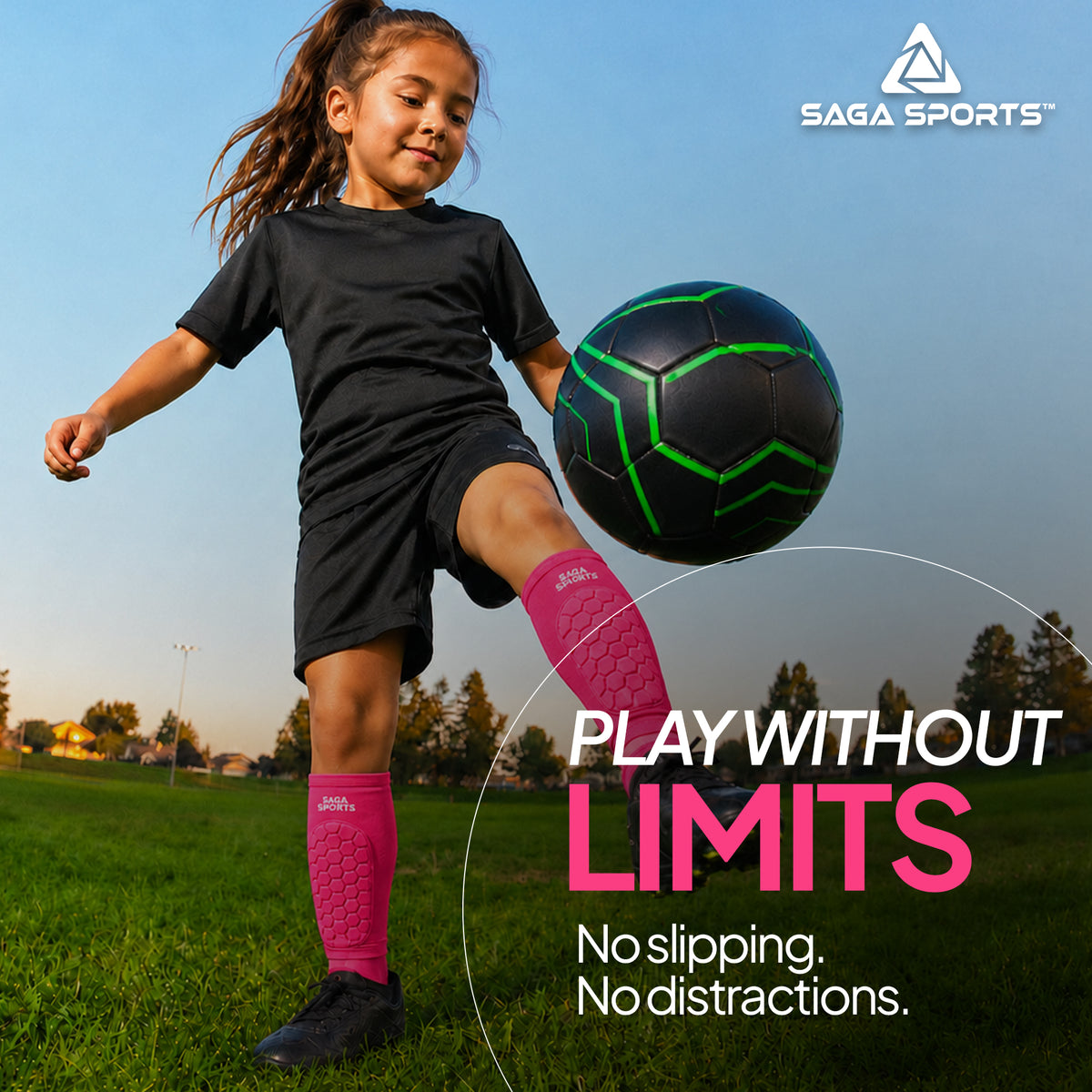 Kids Shin Guard Sleeves, Honeycomb Padded Compression Slip-On Shin