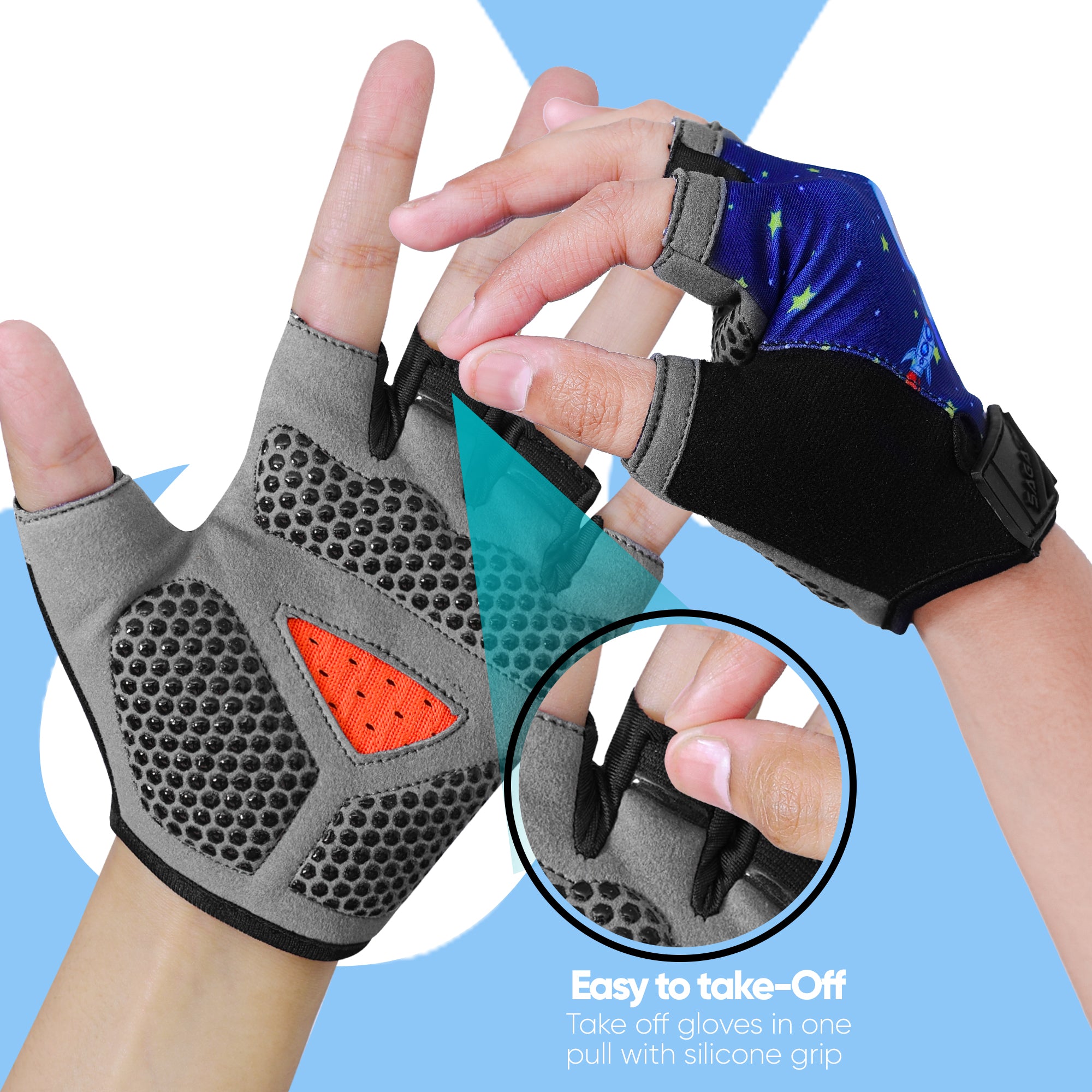 Kids Cycling Gloves Half Finger Space