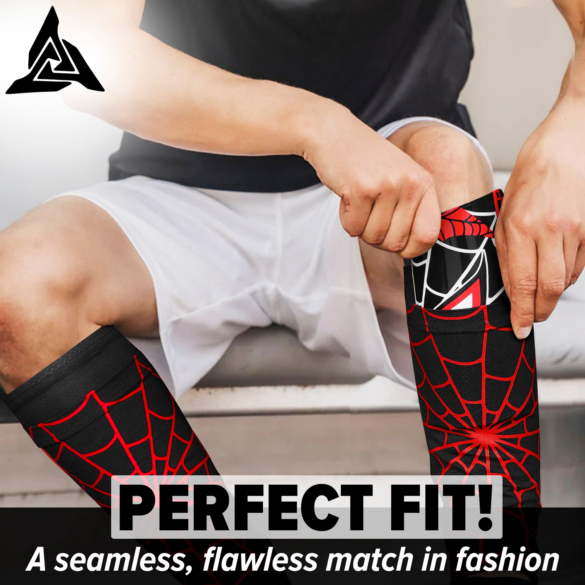 Black Spider Shin Guards for Soccer
