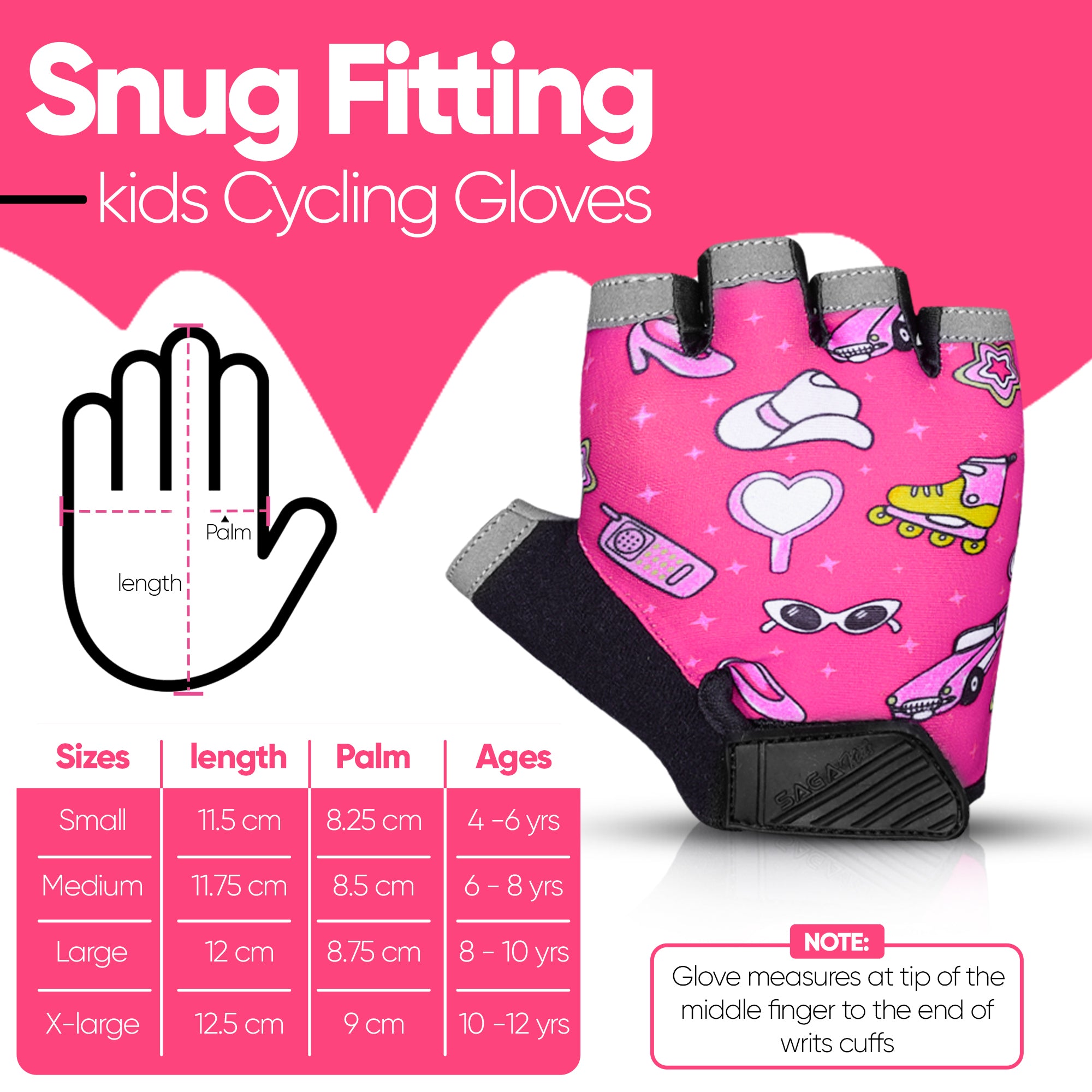 Kids Cycling Gloves Half Finger Pink