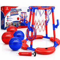 Pool Basketball Hoop, 2-in-1 Floating Pool Game Set