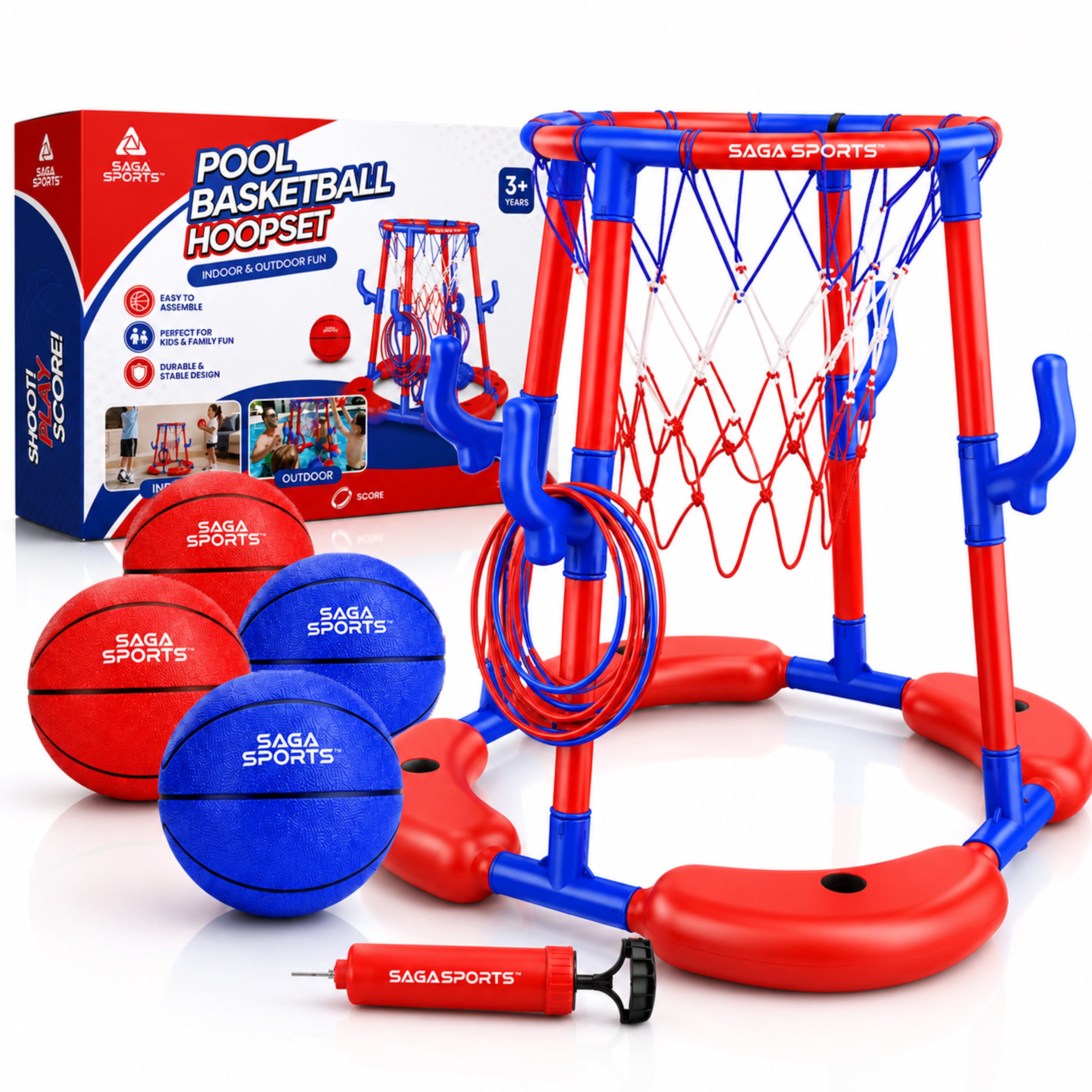 Pool Basketball Hoop, 2-in-1 Floating Pool Game Set