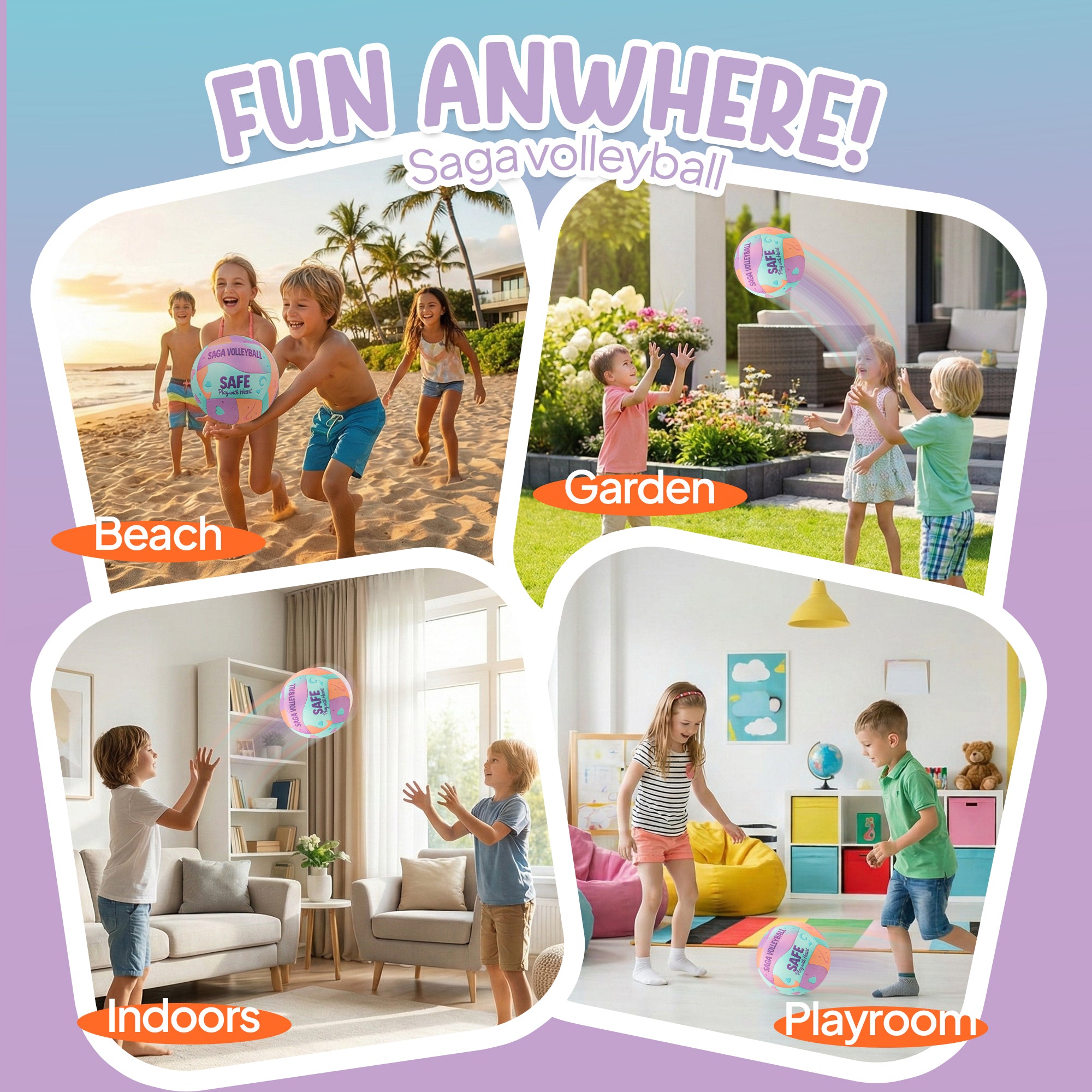Kids Soft Volleyball for Indoor & Outdoor Play