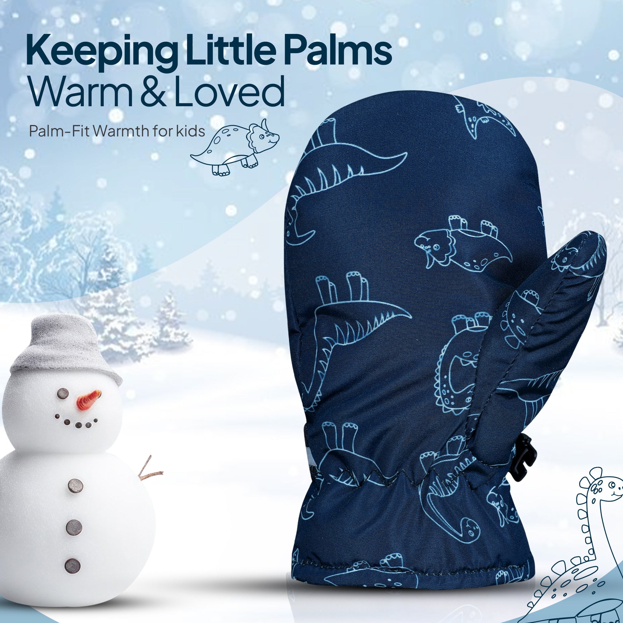 Kids Winter Mittens Gloves – Blue & Grey