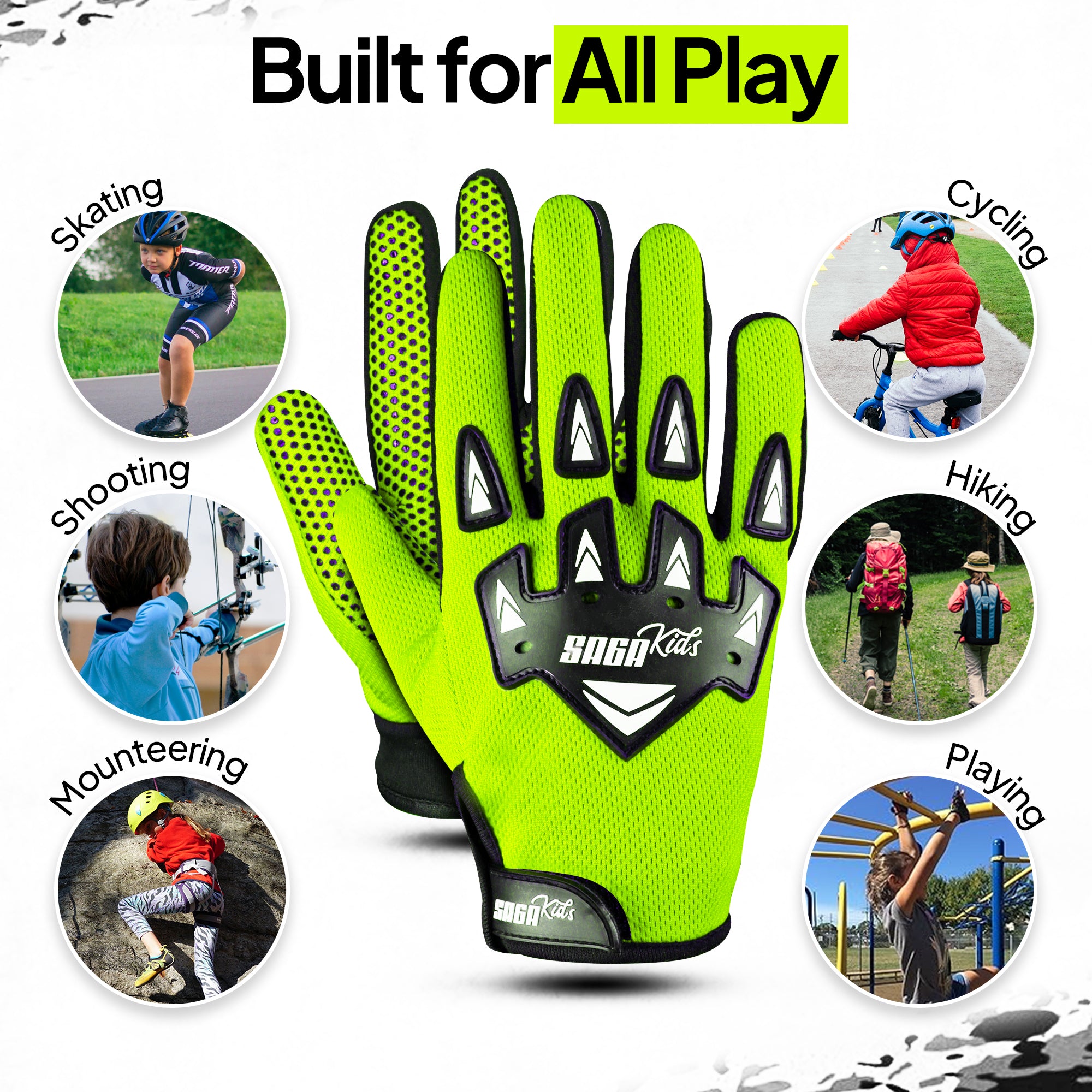 Kids Motorcycle Gloves Neon
