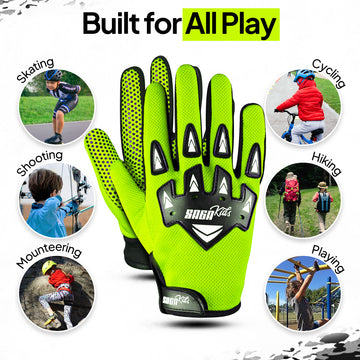 Kids Motorcycle Gloves Neon