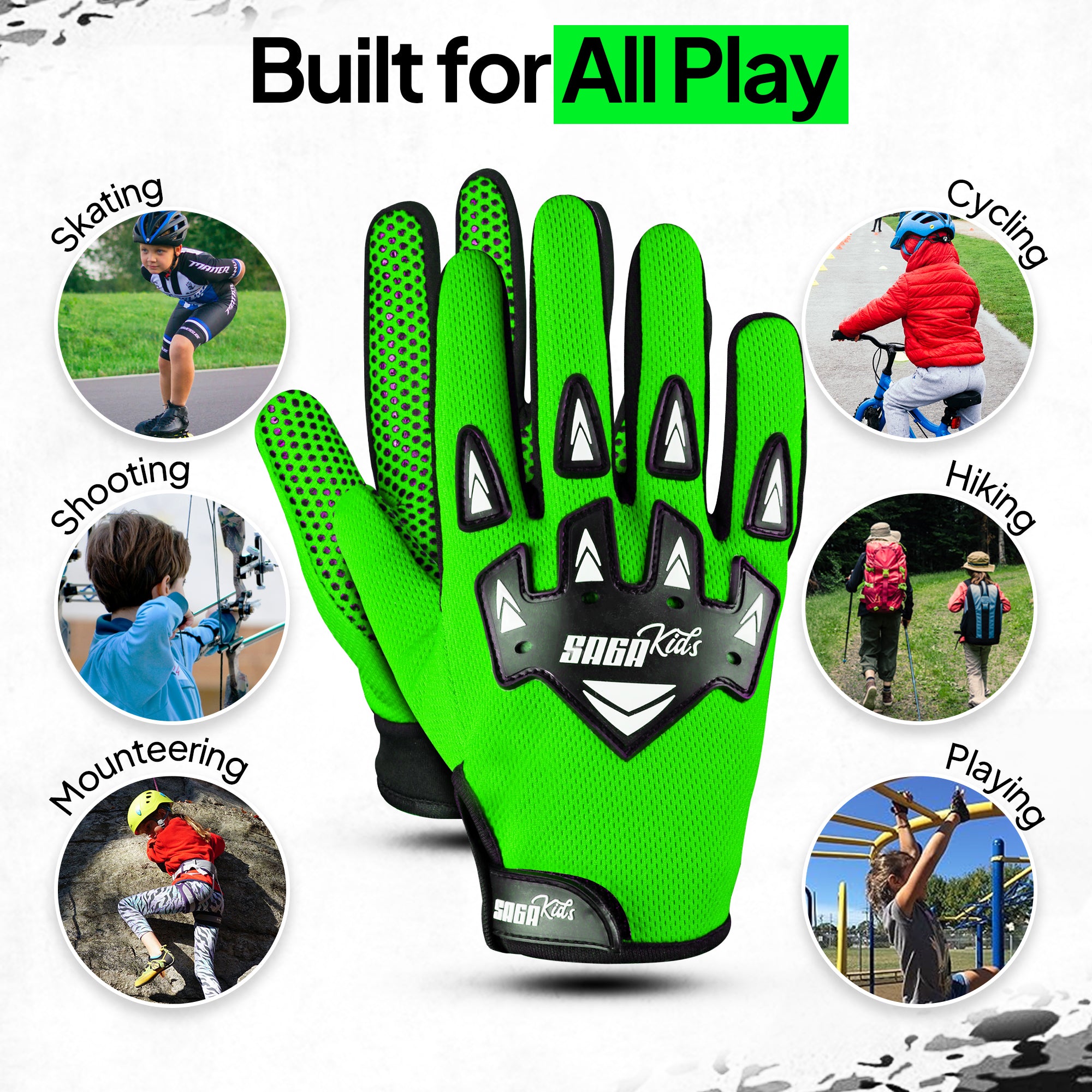 Kids Motorcycle Gloves Green