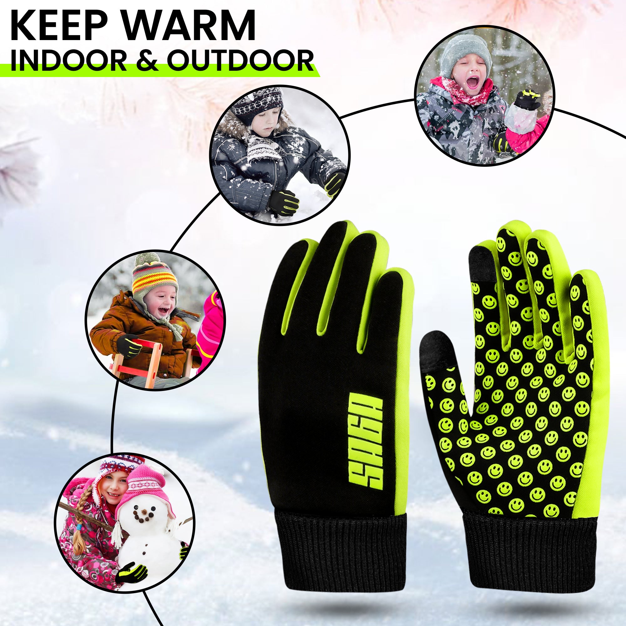 Kids Winter Gloves Green