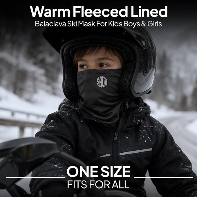 Kids Balaclava Ski Mask For Boys & Girls Windproof Full-Face Winter Hood & Neck Gaiter for Motorcycling, Skiing, Cycling, Work and Outdoor Sports