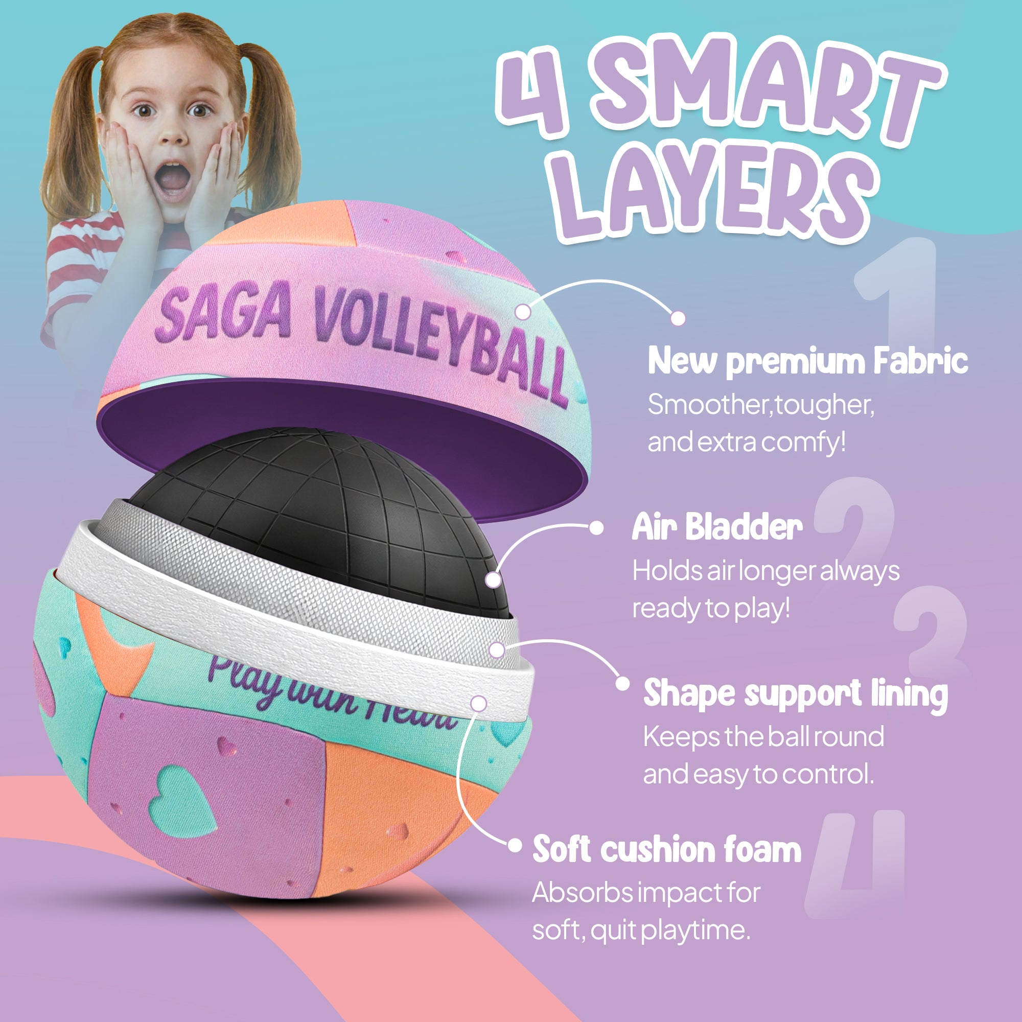 Kids Soft Volleyball for Indoor & Outdoor Play