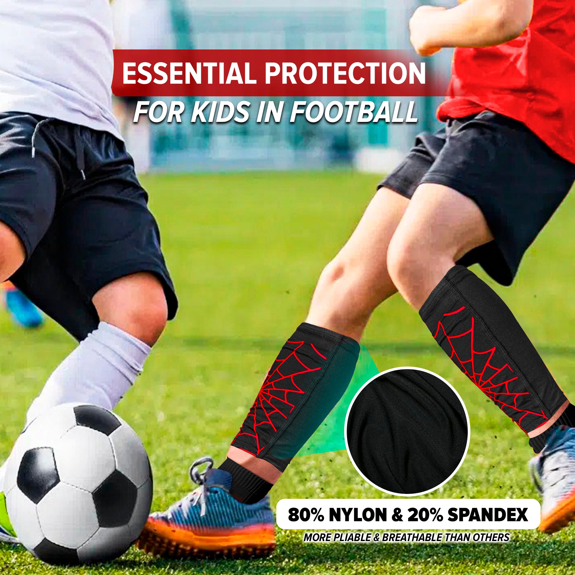 Black Spider Shin Guards for Soccer