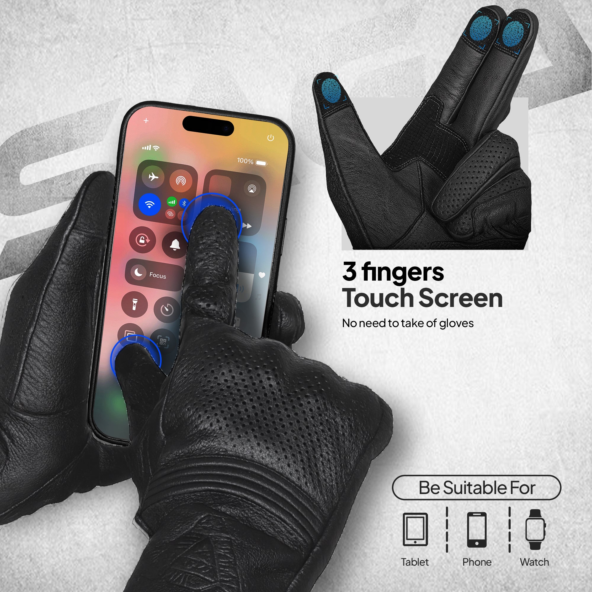 Adult Motorcycle Gloves Black