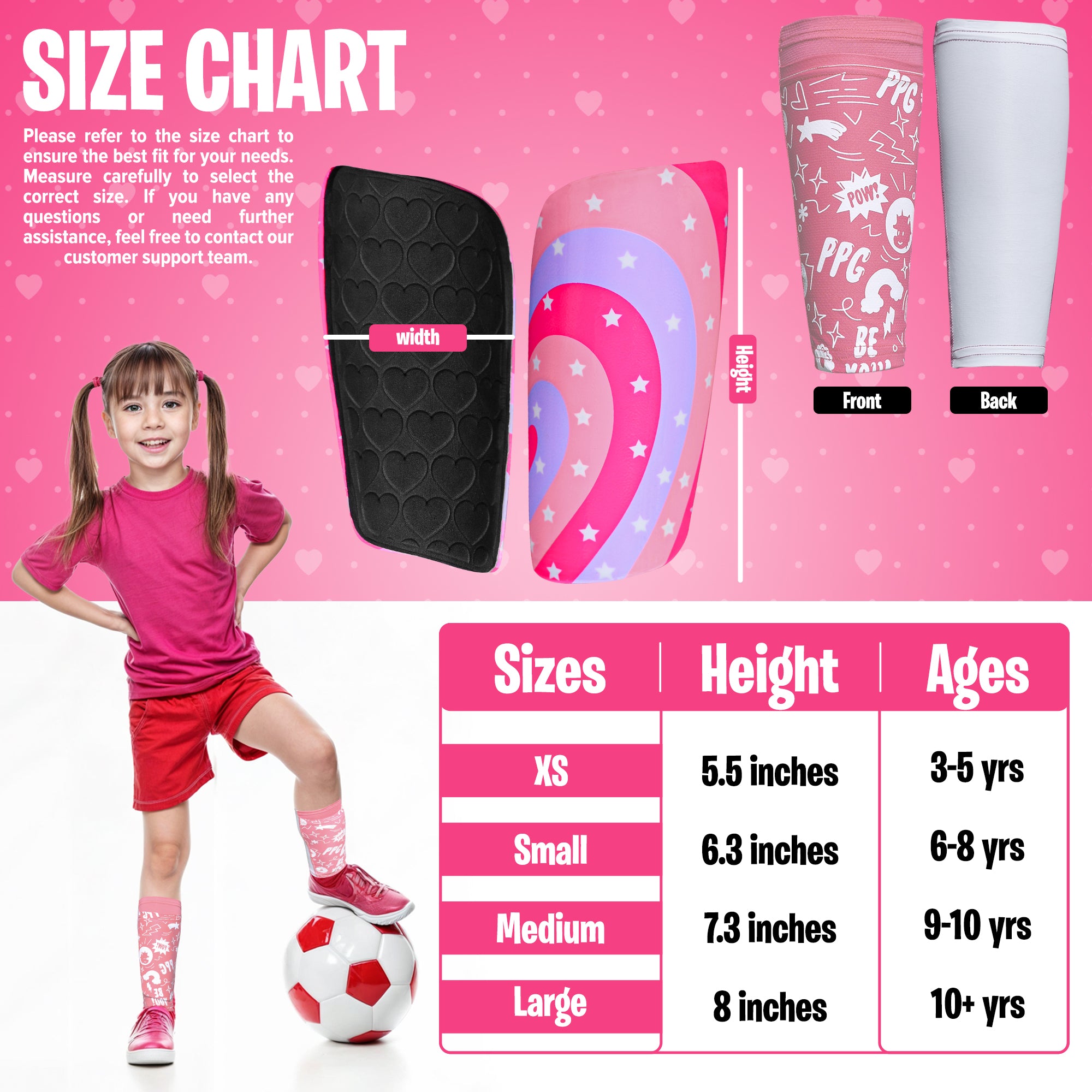 Pink Shin Guards for Soccer with Ankle Strap