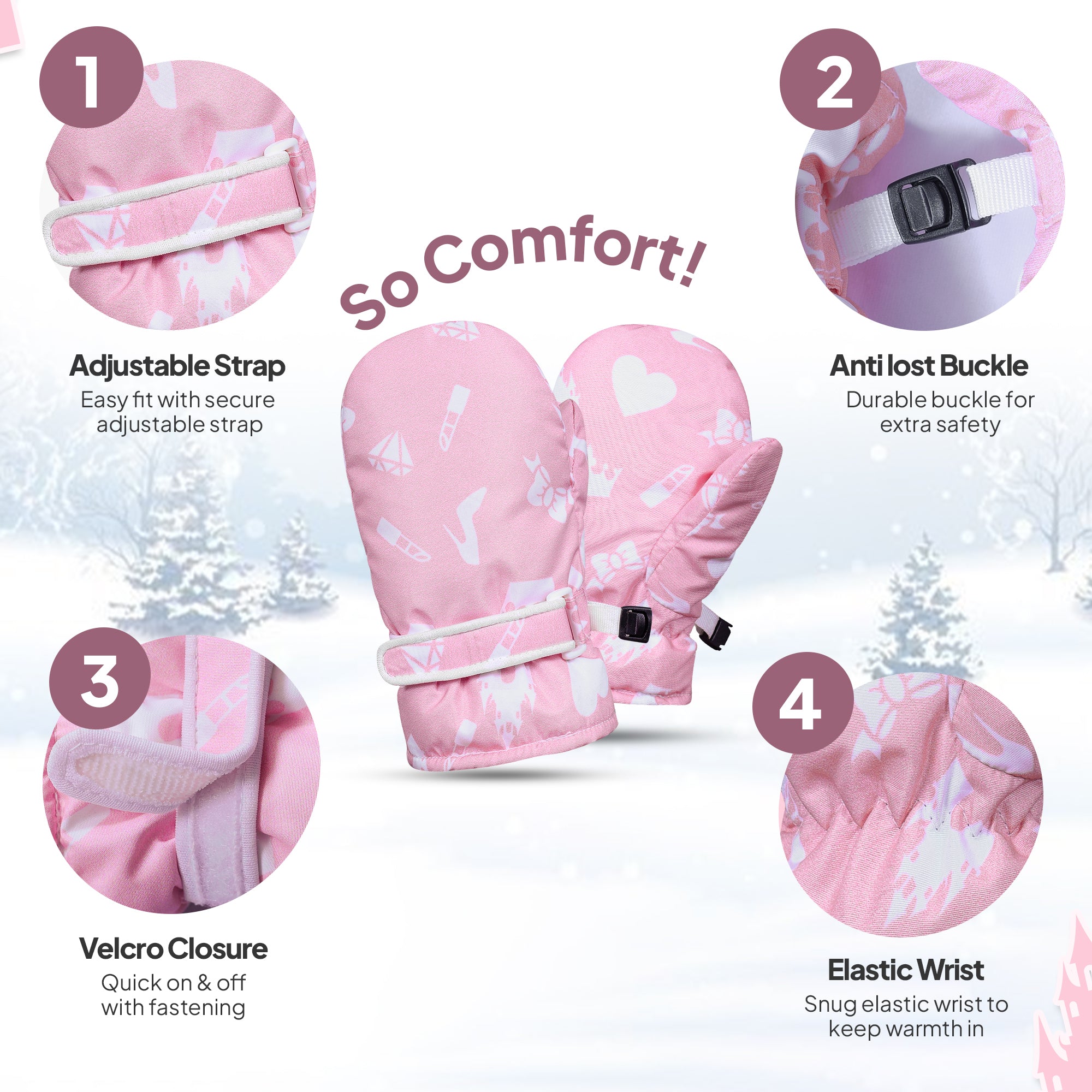 Kids Winter Mittens Gloves – Pink & Sea Green