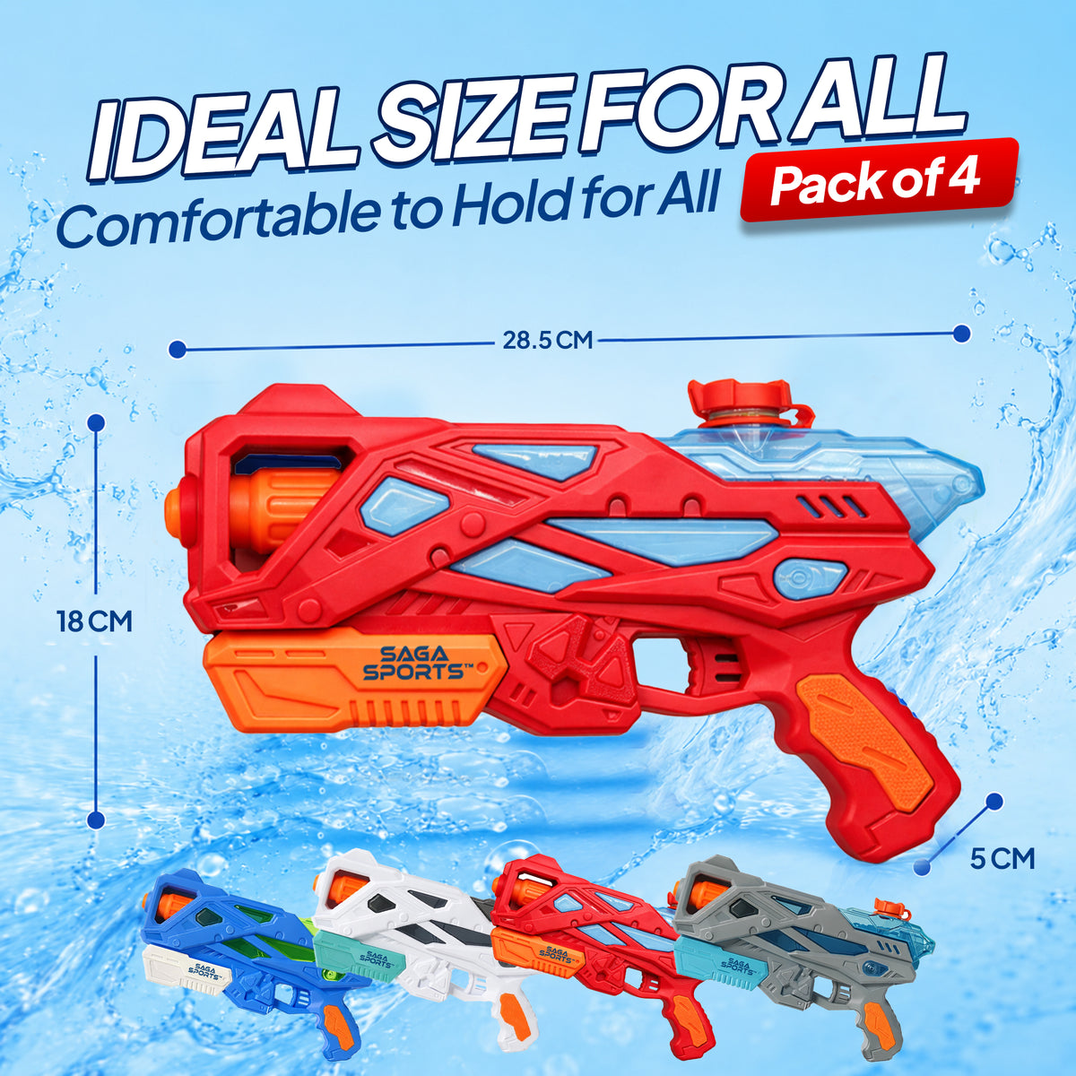 Water Gun Pack of 4, Water Guns for Adults & Kids