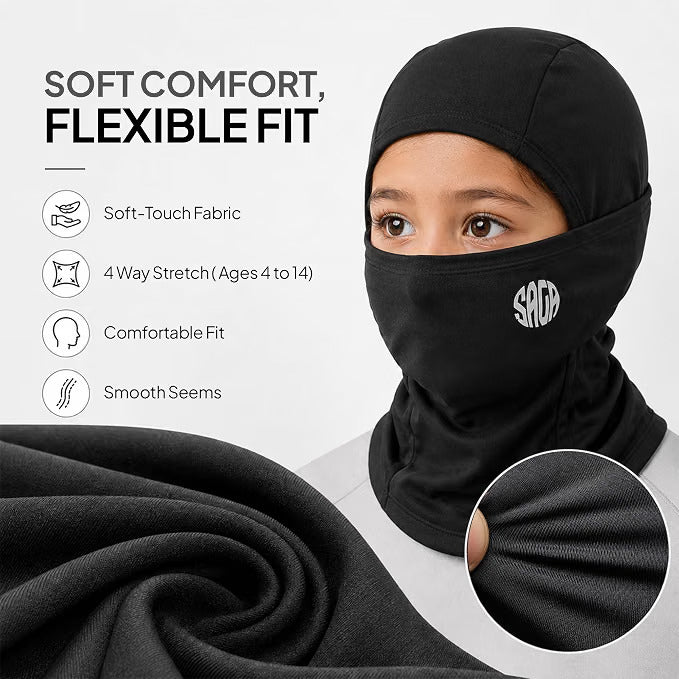 Kids Balaclava Ski Mask For Boys & Girls Windproof Full-Face Winter Hood & Neck Gaiter for Motorcycling, Skiing, Cycling, Work and Outdoor Sports