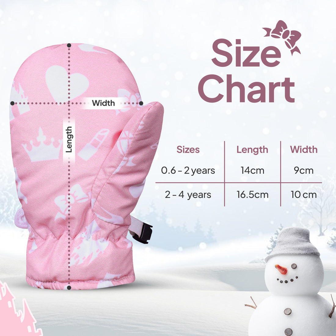 Kids Winter Mittens Gloves – Pink & Sea Green
