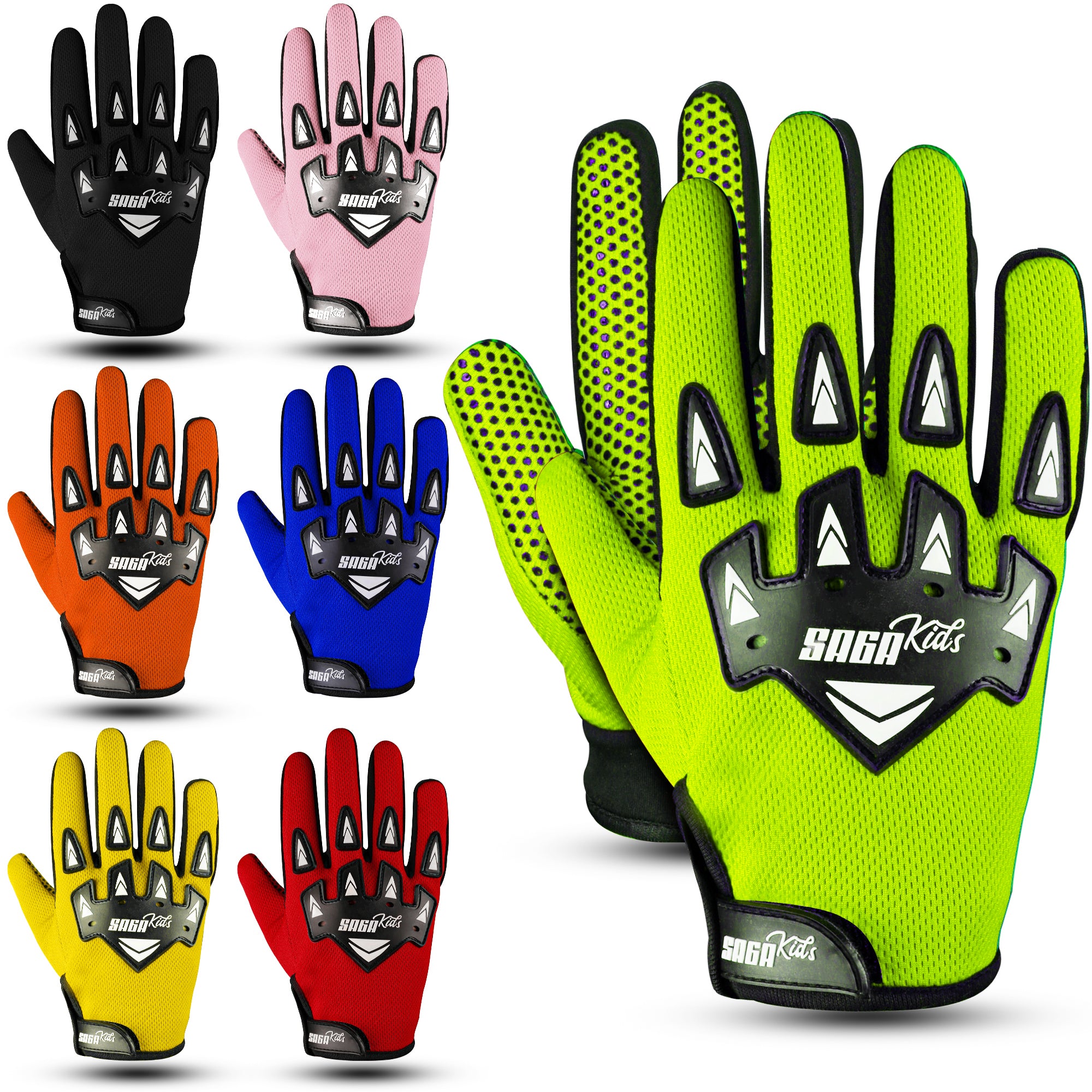 Kids Motorcycle Gloves Neon