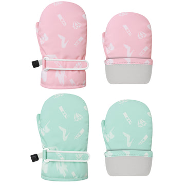 Kids Winter Mittens Gloves – Pink & Sea Green