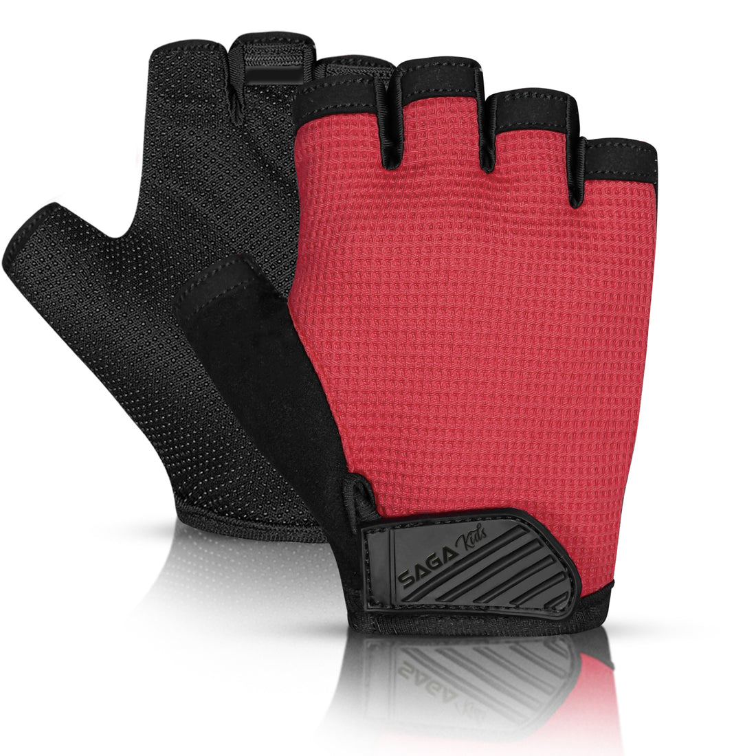 Kids Cycling Gloves Bundle – Full Finger & Half Finger Red/Black 2 Pair Pack